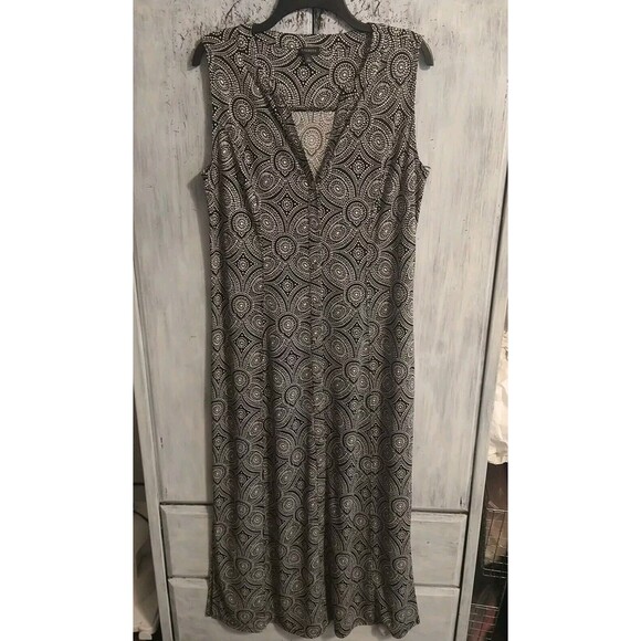 Talbots Maxi Button Front Sleeveless Dress Large Boho Feminine Cottage Core - Picture 1 of 10